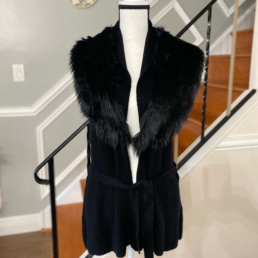 GUESS black fur sweater vest